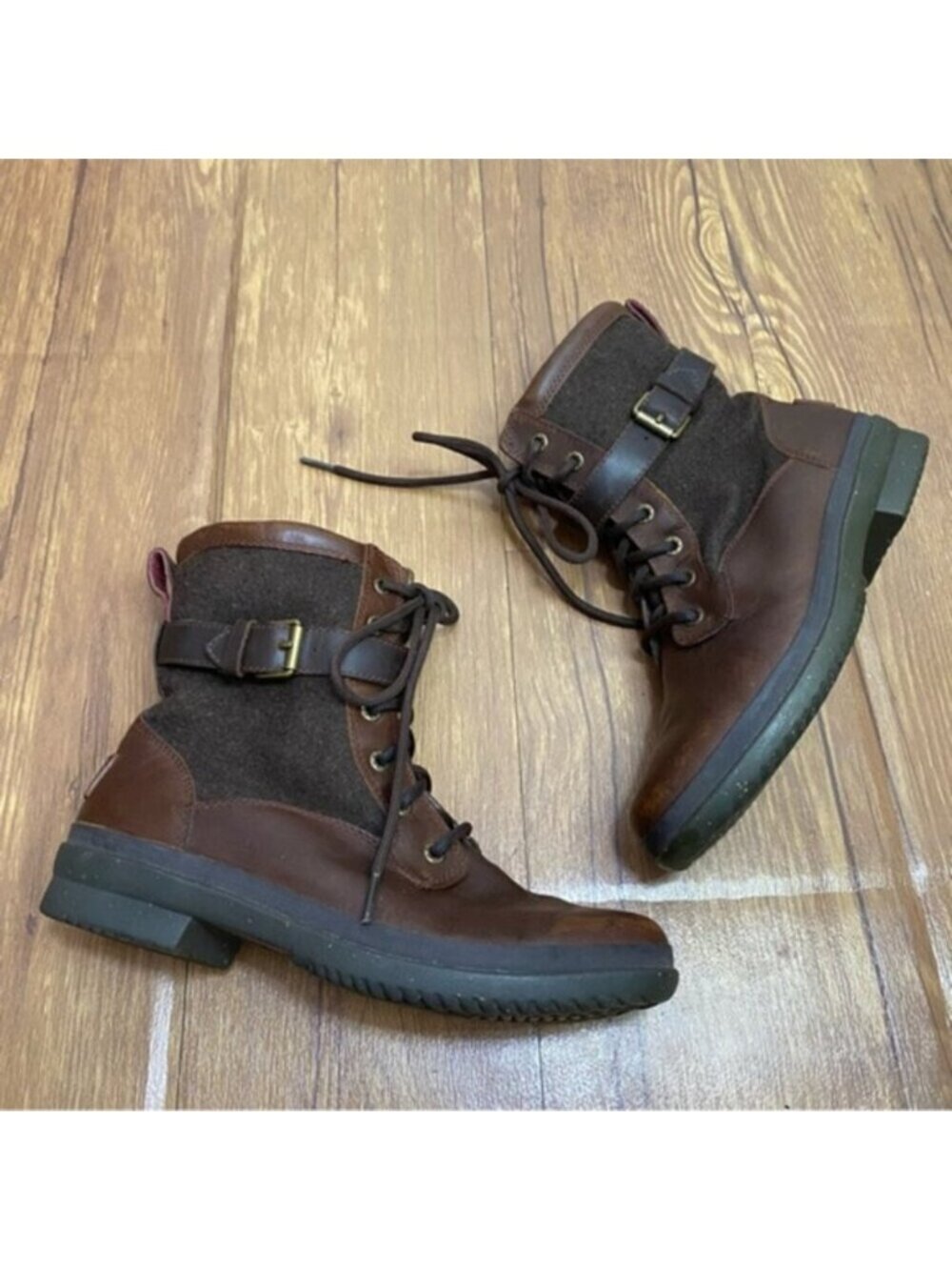 UGG Kesey Waterproof Brown Leather Lace Up Winter Boots Women Size 7.5